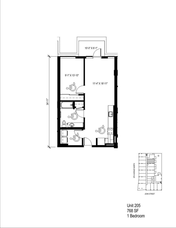 a floor plan of a 1 bedroom floor plan