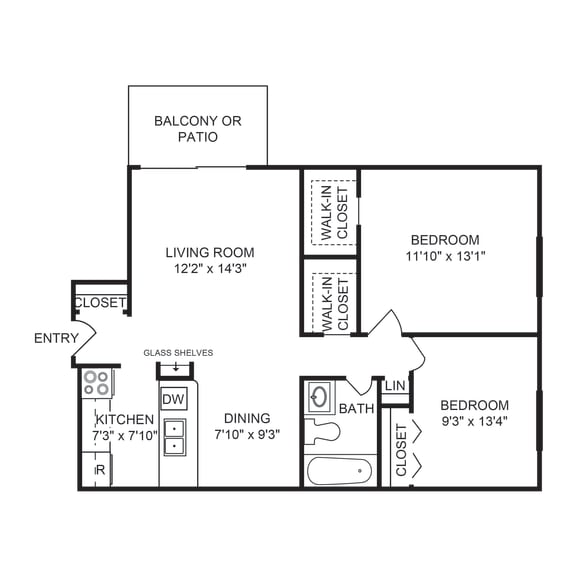 2 Bed 2 Bath Floor Plan at Orion 59