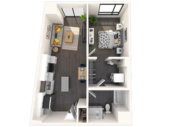 Floor Plan  A13 1x1 673 SF