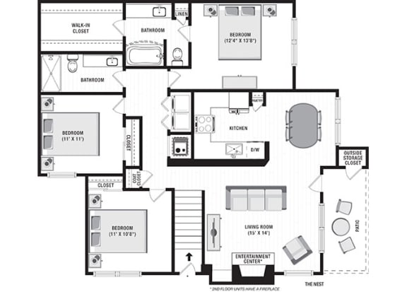 The Nest Floor Plan The Nest Floor Plan at Blu on the Boulevard, Louisiana