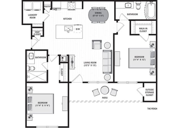 The Perch Floor Plan The Perch Floor Plan at Blu on the Boulevard, Baton Rouge, Louisiana