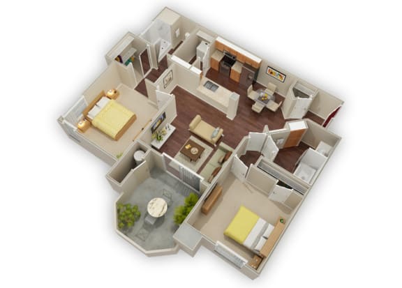 2 bed 2 bath L Granite floor plan  at Stone Canyon Apartments, California,92507