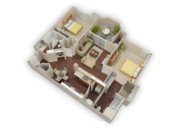 2 bed 2 bath J Granite floor plan  at Stone Canyon Apartments, Riverside