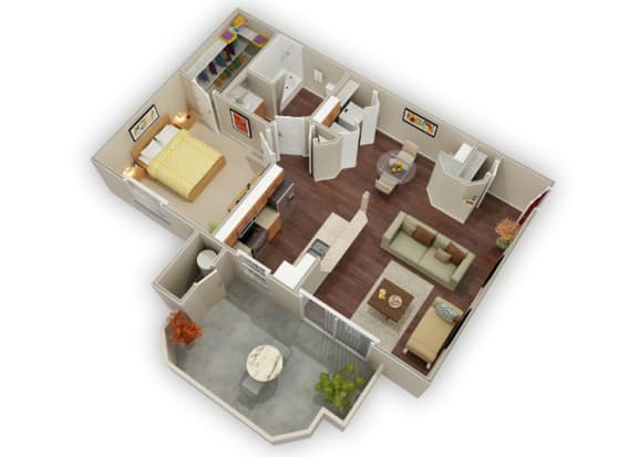 1 bed 1 bath A Onyx floor plan &#xA0;at Stone Canyon Apartments, Riverside