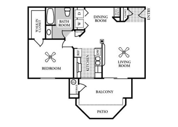 1 bed 1 bath Onyx floor plan B &#xA0;at Stone Canyon Apartments, Riverside, 92507