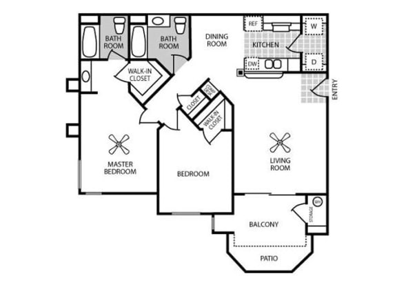 2 bed 2 bath F Terrazo floor plan &#xA0;at Stone Canyon Apartments, Riverside