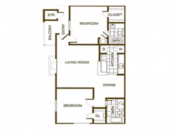 2A floor plan 943 sf
