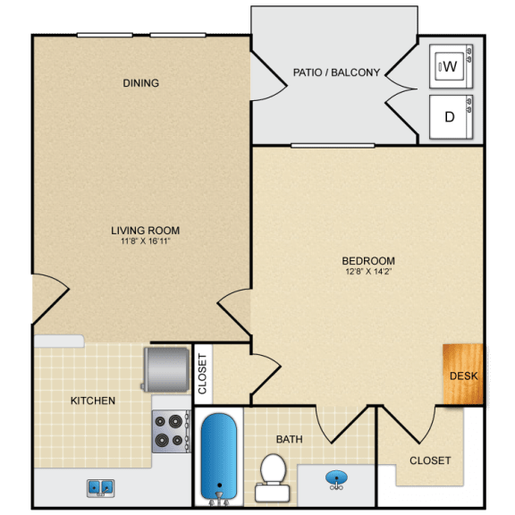 A1 floor plan 597 sf