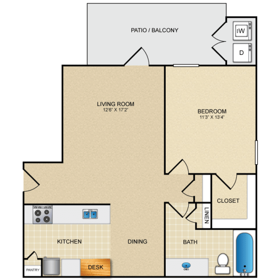A2 floor plan 735 sf