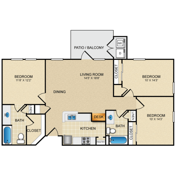 C1 floor plan 1150 sf