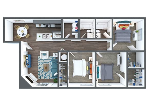 C1 1 Floor Plan at 5400 Vistas Apartments, Las Vegas, 89120