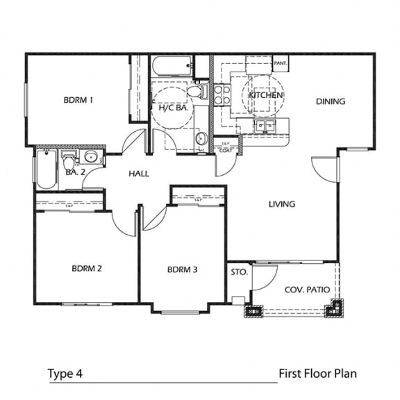 Type 4 A 3 Bedroom Floor Plan