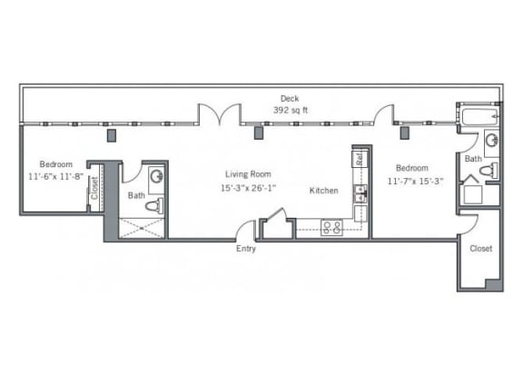 22CA Floor plan. 22CA Floor plan at The Wyatt, Portland, 97209