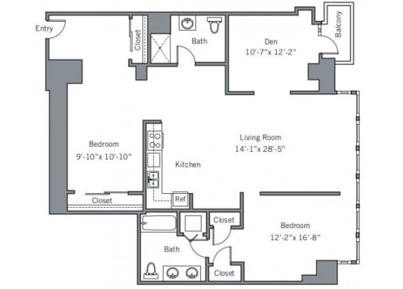 22CLB Floor plan at The Wyatt, Oregon, 97209