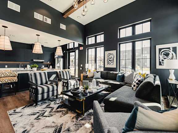Modern Clubhouse at Velo Village Apartments in Franklin.
