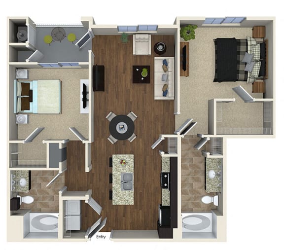 1094 sq.ft. B1 Floor plan, at SETA, 7346 Parkway Dr