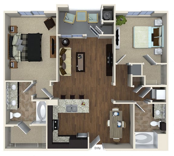 1125 sq.ft. B3 Floor plan, at SETA, La Mesa, 91942
