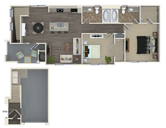 1176 sq.ft. B4 Floor plan, at SETA, La Mesa, 91942