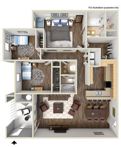Floor Plan  3 Bedroom 2 Bathroom at Rosina Vista in Chula Vista, CA