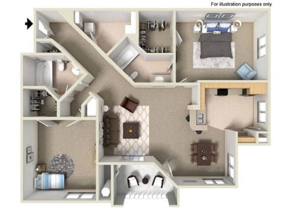 Floor Plan  1162 sq.ft. E Floor Plan, at Missions at Sunbow Apartments, CA, 91911