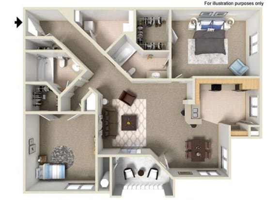 Floor Plan  1172 sq.ft. F Floor Plan, at Missions at Sunbow Apartments, 5540 Ocean Gate Lane