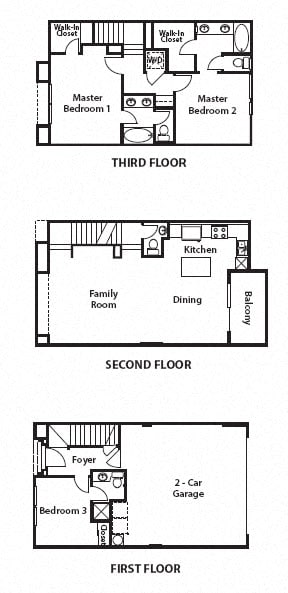 TH - 3x3.5 Floor Plan, at Tavera, Chula Vista, California