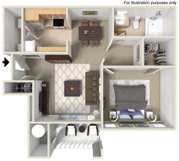 A- Bartlett 656 SF Floor Plan, at Casoleil, San Diego, CA