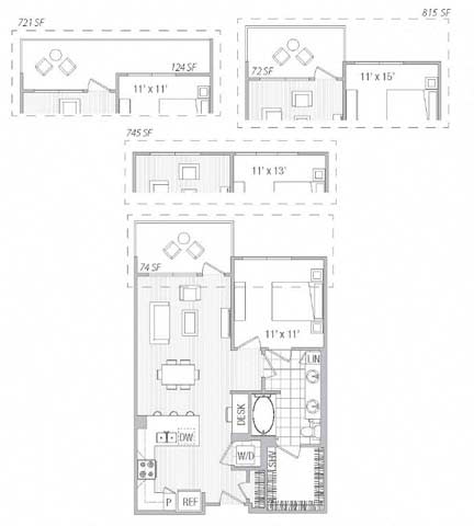 E Floor Plan at Vora Mission Valley, San Diego, CA, 92120