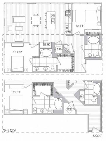 K Floor Plan at Vora Mission Valley, San Diego, 92120