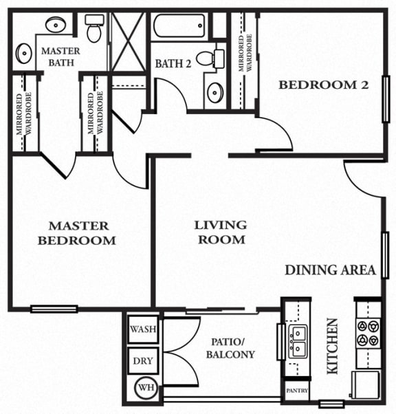 1030 sq.ft. 2 x 2 B Floor plan, at The Landing, CA, 92154