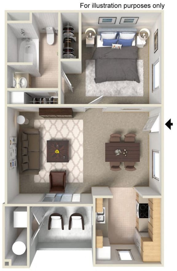 Floor Plan  681 sq.ft. 1 x 1 Floor plan, at The Landing, San Diego, CA