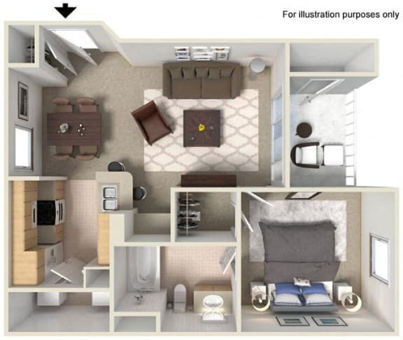 3d floorplan at Legacy Apartment Homes, San Diego, 92126