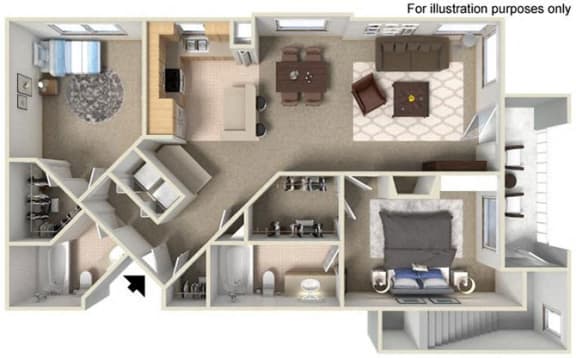 3d floorplan at Legacy Apartment Homes, San Diego, CA