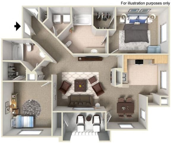 Floor Plan  3d floorplan at Legacy Apartment Homes, California