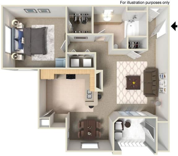 3d floorplan at Legacy Apartment Homes, San Diego, CA, 92126