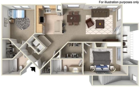 3d floorplan at Legacy Apartment Homes, San Diego, 92126