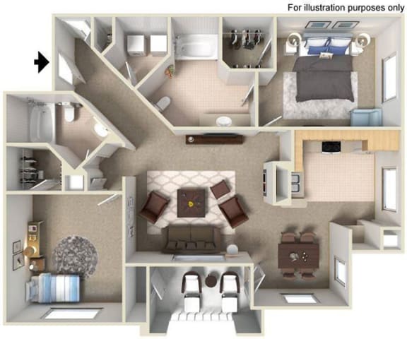 3d floorplan at Legacy Apartment Homes, San Diego, California