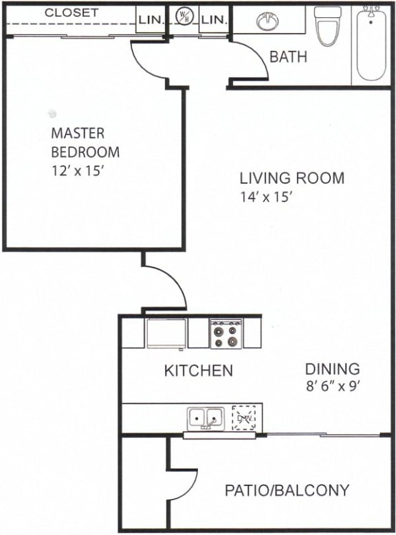 1 bed 1 bath A at The Casas Apartments, San Diego, 92126