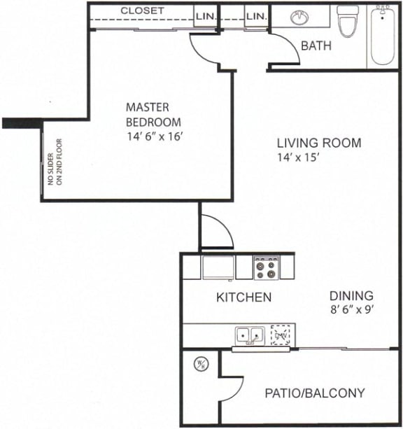 1 bed 1 bath B at The Casas Apartments, San Diego, California