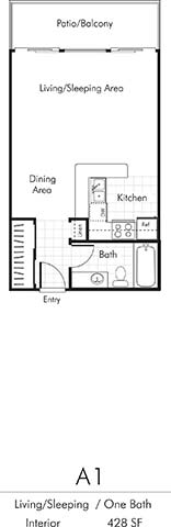 A1 Floor Plan at Milano Apartments, Torrance, CA, 90503