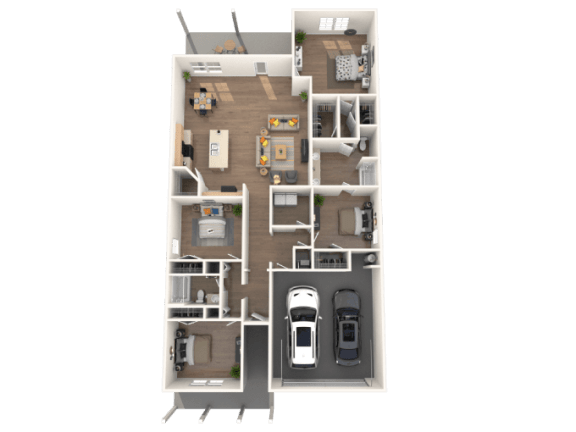 bedrooms a bathroom and a living room