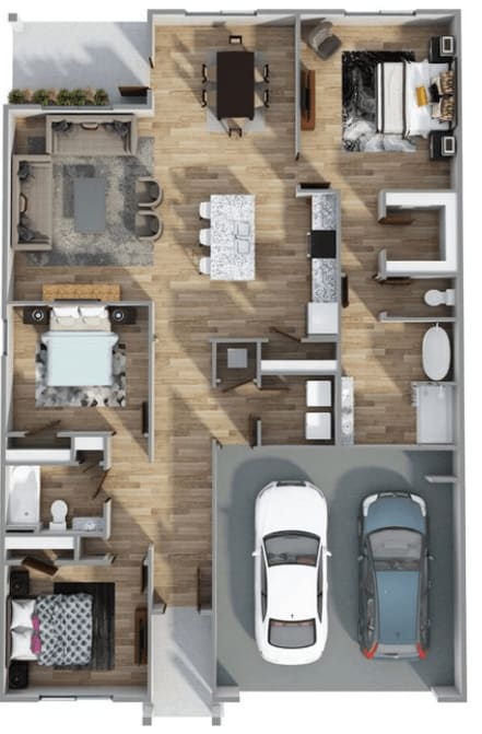 an overhead view of our 2 bedroom apartment at the residences at silver hill in suitland md
