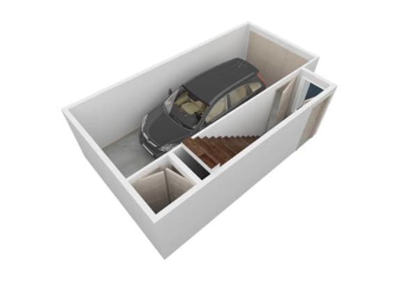 a car is parked in a white box