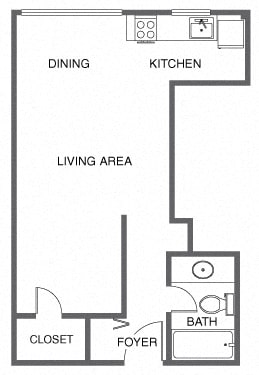 a floor plan of a house with a kitchen and living room