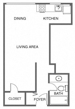 Floor Plan  a floor plan of a house with a kitchen and living room