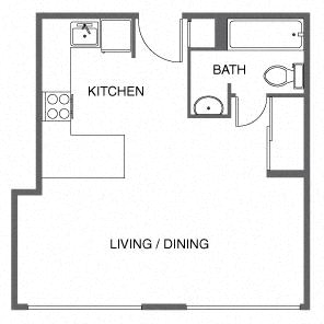 a floor plan of a small house with a kitchen and a bathroom