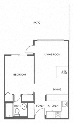Floor Plan  a small house with a kitchen and a living room