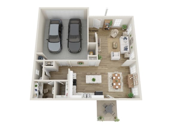 a 2100 sq ft floor plan with a car and a balcony