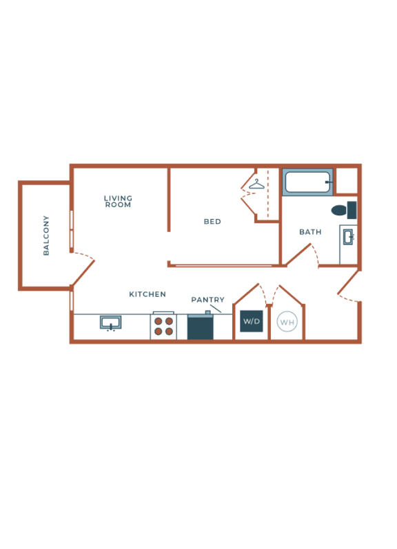 the unit plan furnished with two bedrooms and two baths
