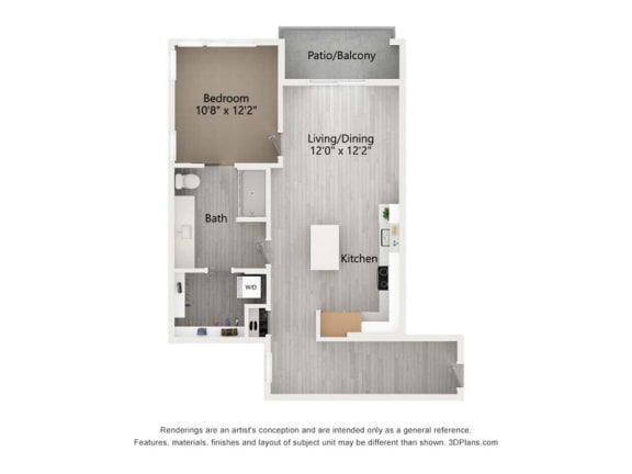 figures of a 1 bedroom floor plan